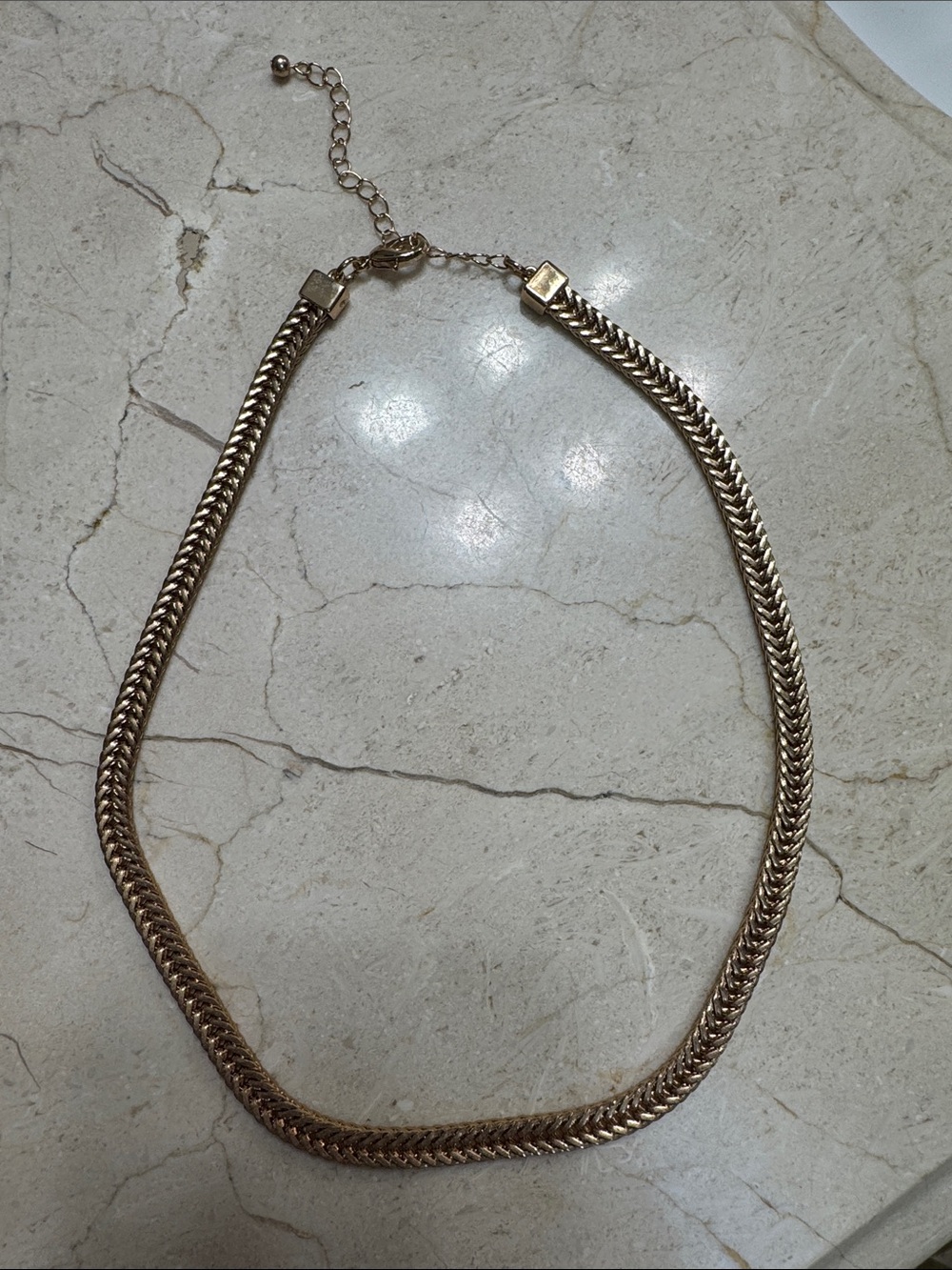 Gold-Tone Herringbone Chain Necklace - Women